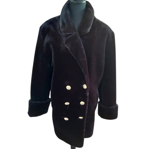 Vintage 1980s Dennis Basso Faux Fur Coat - Size Large - Made in USA - Picture 1 of 5